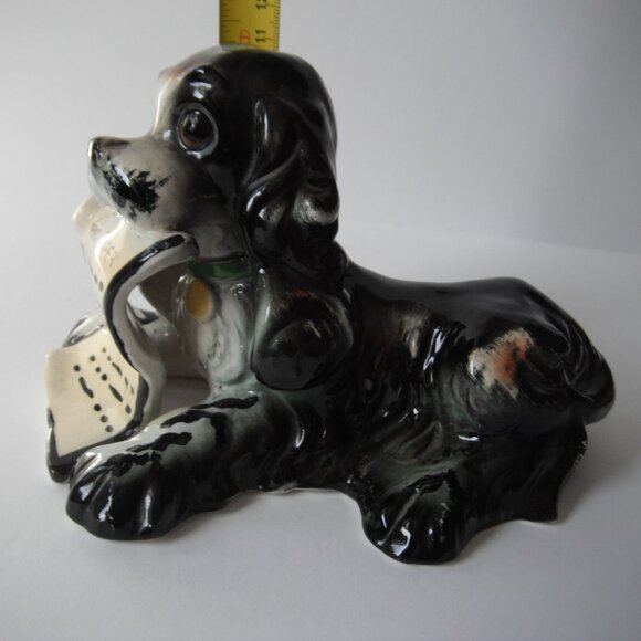 Vintage Pottery Ceramic Cocker Spaniel Dog w/Newspaper Figurine Statue Sculpture - Picture 7 of 8